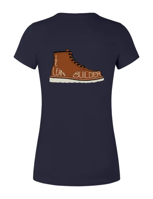 The Lean Builder Womens Seriously Soft New Navy T-Shirt w/Redwing Boot Logo