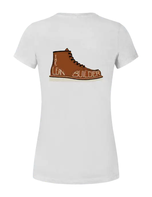 The Lean Builder Womens Seriously Soft White T-Shirt w/Redwing Boot Logo