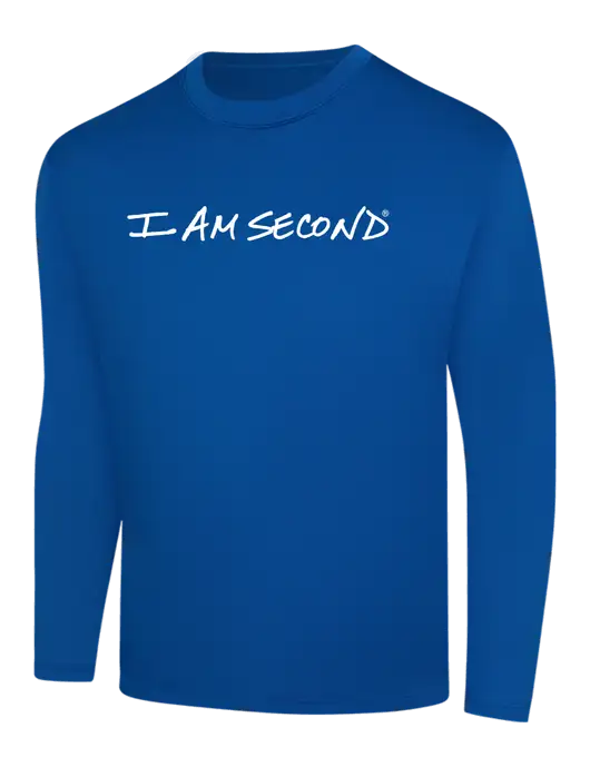 I Am Second Long Sleeve Royal Blue PosiCharge Competitor Tee w/I Am Second Logo