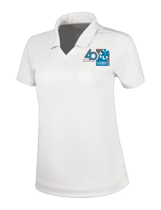 NAEMSP NIKE White Womens Dri-Fit Micro Pique Polo w/40th Anniversary Logo