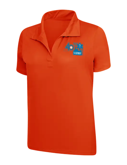 NAEMSP Womens Orange Micropique Sport-Wick Polo w/40th Anniversary Logo
