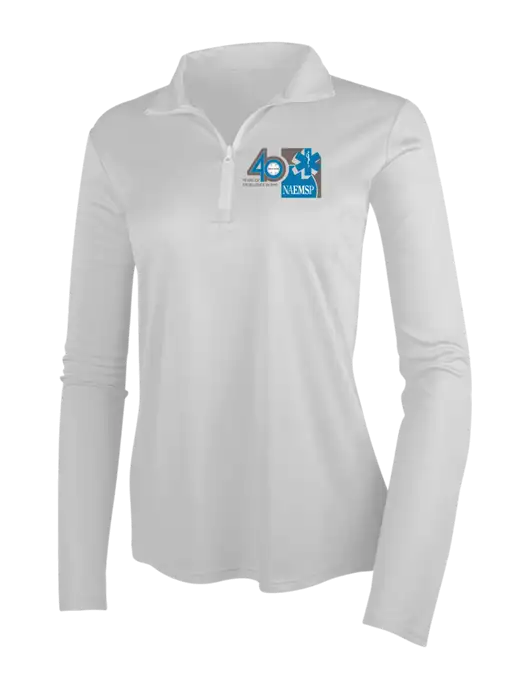 NAEMSP White Womens Posicharge Competitor ¼ Zip Pullover w/40th Anniversary Logo