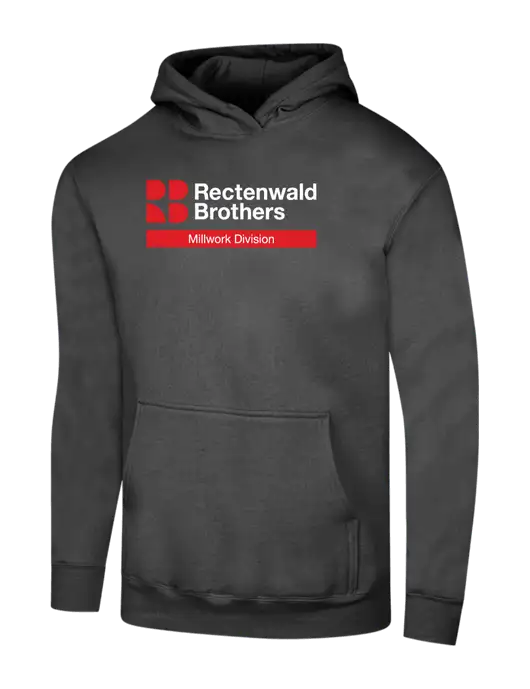 Rectenwald Brothers Charcoal 7.8 oz Ring Spun Hooded Sweatshirt w/Millwork Division