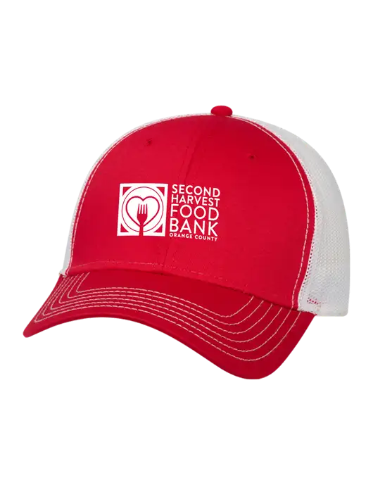 Second Harvest Red & White Mesh Trucker Cap Snap Back w/Second Harvest Logo