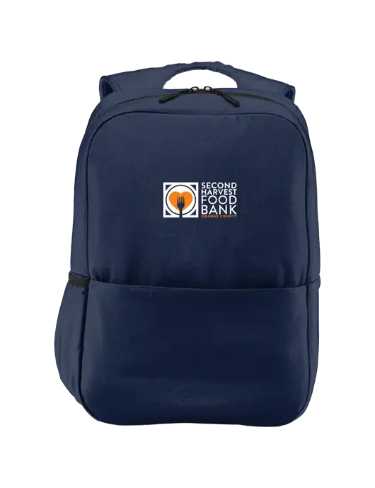 Second Harvest Access Square Laptop River Blue Navy Backpack w/Second Harvest Logo