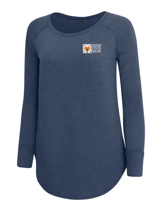 Second Harvest Womens Perfect Wide Collar Tunic Tri-Blend Navy Frost 4.5 oz T-Shirt w/Second Harvest Logo