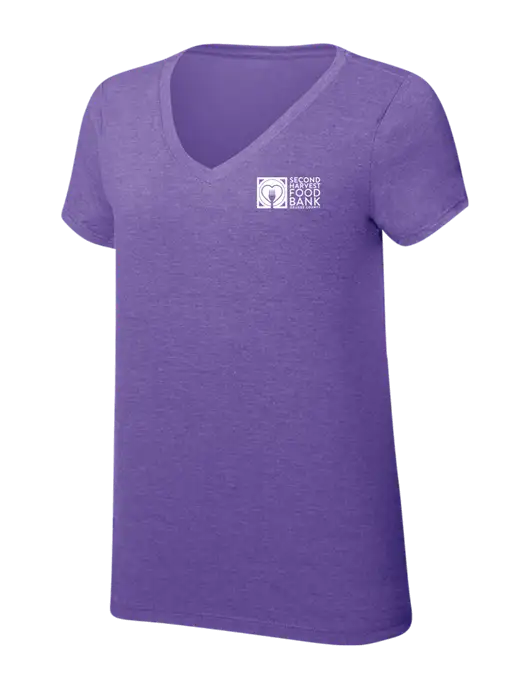 Second Harvest Womens Simply Soft V-Neck Purple Frost 4.5oz  Poly/Combed Ring Spun Cotton T-Shirt w/Second Harvest Logo