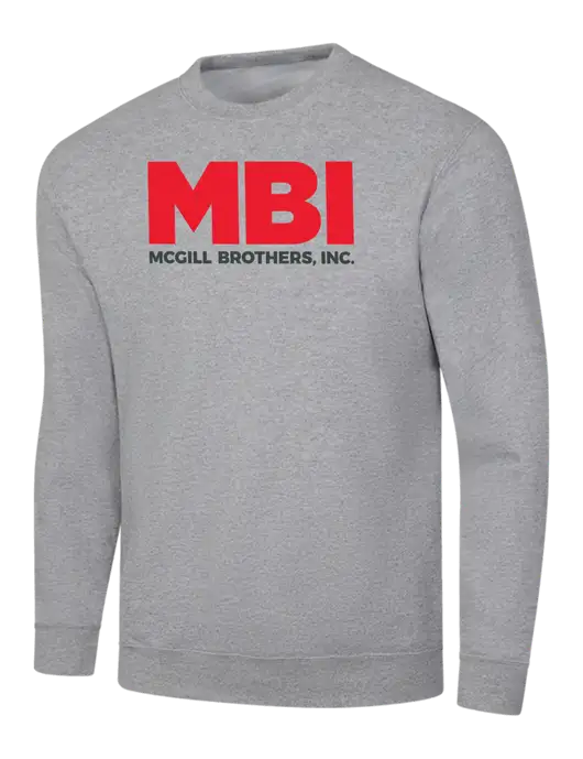 MBI Light Grey Heather 7.8 oz Ring Spun Crew Sweatshirt w/MBI Logo