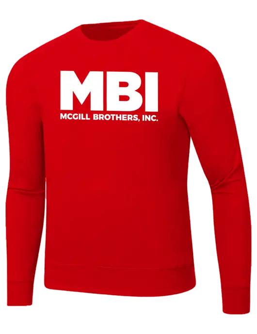 MBI Bright Red 8.5 oz Ring Spun Crew Sweatshirt w/MBI Logo
