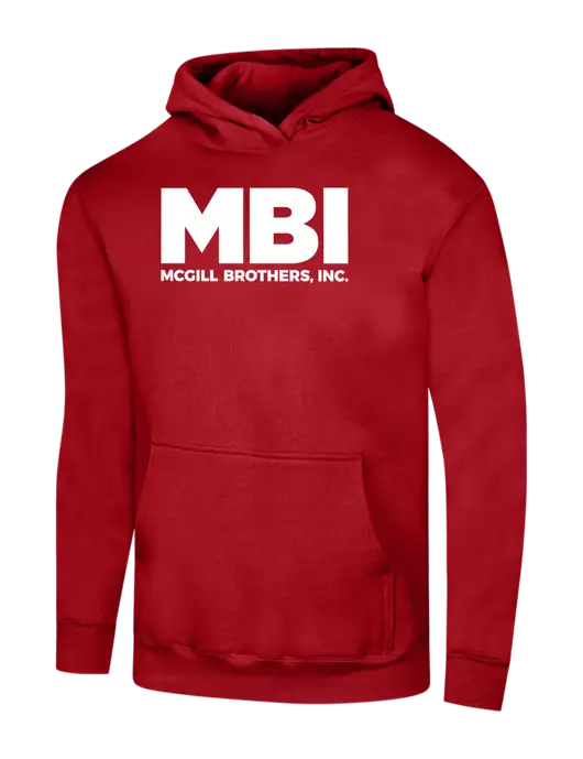 MBI Bright Red 8.5 oz Ring Spun Hooded Sweatshirt w/MBI Logo