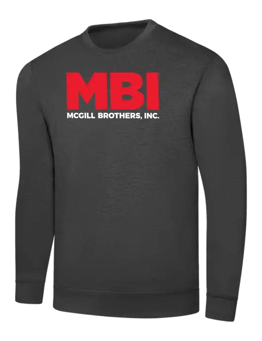 MBI Dark Heather Grey 7.8 oz Ring Spun Crew Sweatshirt w/MBI Logo
