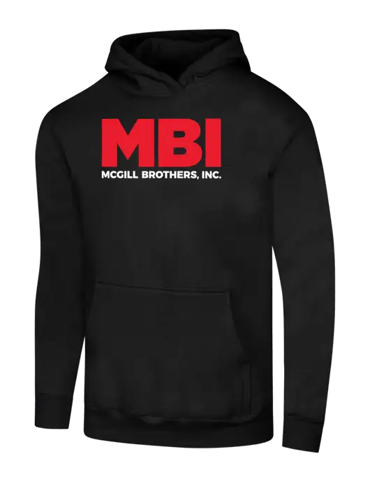 MBI Jet Black 7.8 oz Ring Spun Hooded Sweatshirt w/MBI Logo
