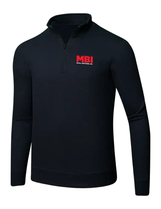 MBI Jet Black 8.5 oz Ring Spun 1/4 Zip Pullover Sweatshirt w/MBI Logo