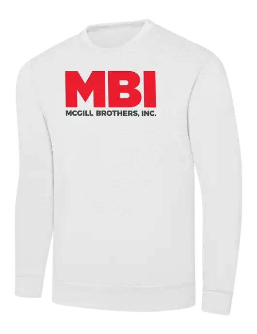 MBI White 7.8 oz Ring Spun Crew Sweatshirt w/MBI Logo