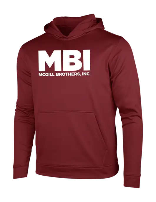 MBI Deep Red Sport-Wick Fleece Hooded Pullover w/MBI Logo