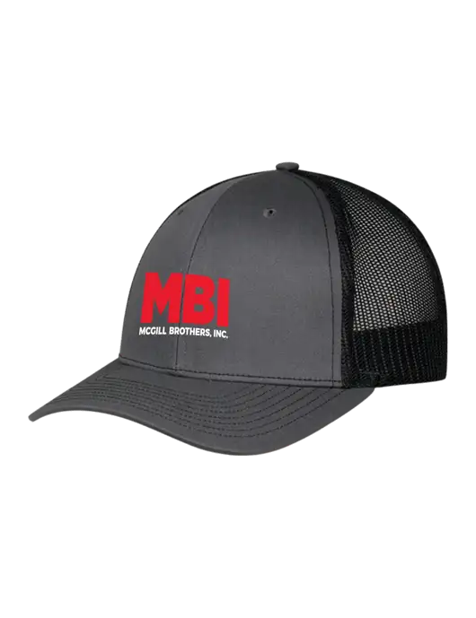MBI Richardson Adjustable Snapback Original 112 Trucker Cap Charcoal w/Black Mesh w/MBI Logo