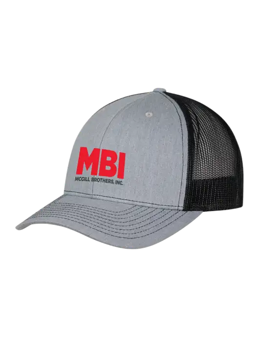 MBI Richardson Adjustable Snapback Original 112 Trucker Cap Heather Grey w/Black Mesh w/MBI Logo