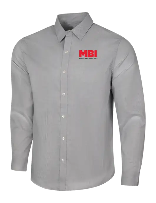 MBI Light Grey/White Pincheck Easy Care Shirt w/MBI Logo