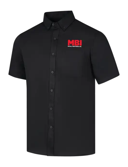 MBI Short Sleeve Deep Black Superpro React Twill Shirt w/MBI Logo