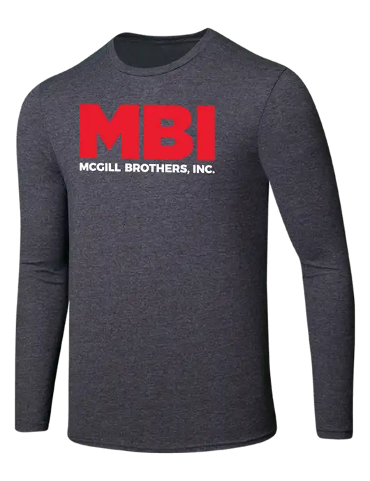 MBI Seriously Soft Heathered Charcoal Long Sleeve T-Shirt w/MBI Logo