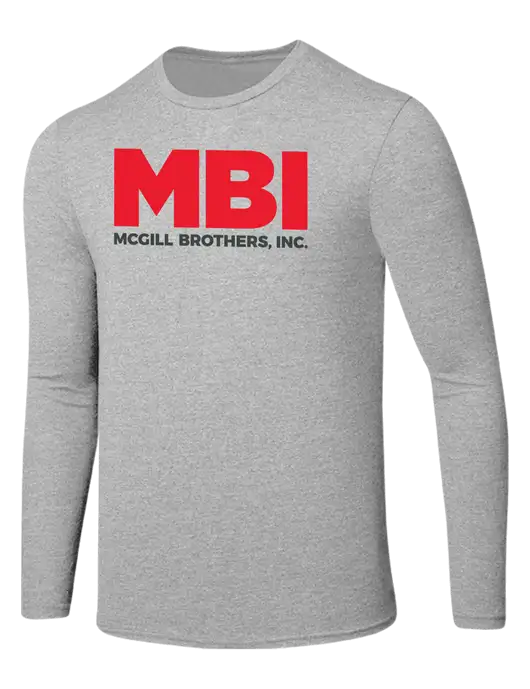 MBI Seriously Soft Light Heathered Grey Long Sleeve T-Shirt w/MBI Logo