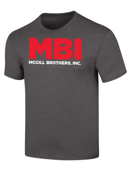 MBI Simply Soft Heather Charcoal 4.5oz  Poly/Combed Ring Spun Cotton T-Shirt w/MBI Logo