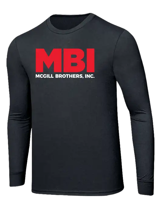 MBI Simply Soft Long Sleeve Black Frost 4.5 oz, Poly/Combed Ring Spun Cotton T-Shirt w/MBI Logo