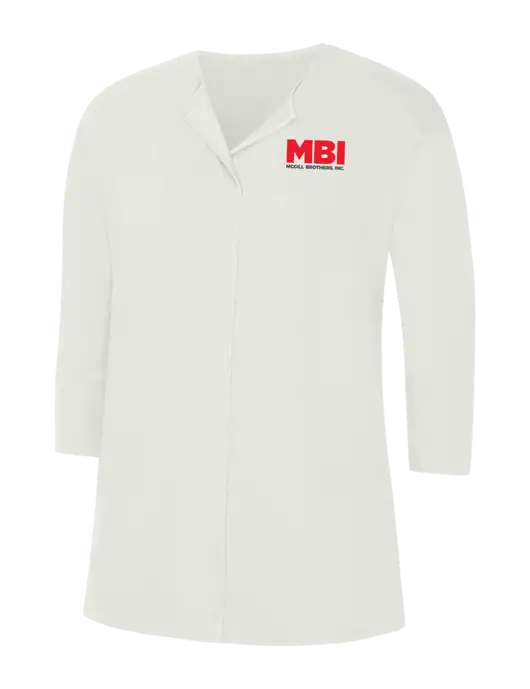 MBI Ivory Chiffon Womens Concept 3/4 Sleeve Soft Split Neck Top w/MBI Logo