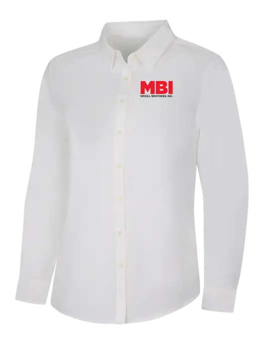 MBI White Womens SuperPro Oxford Shirt w/MBI Logo