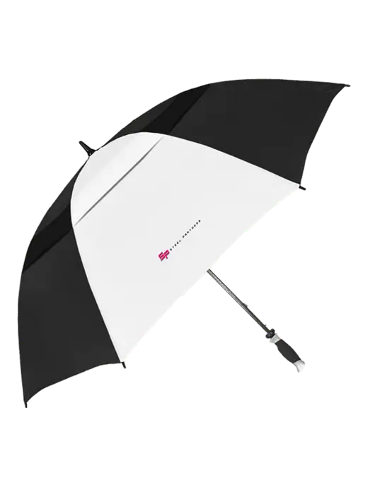 Steel Partners Black/White Vented Typhoon Tamer Golf Umbrella w/Steel Partners Logo
