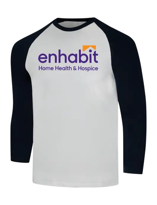 Enhabit Simply Soft 3/4 Sleeve Black/White Ring Spun Cotton T-Shirt w/Enhabit Logo