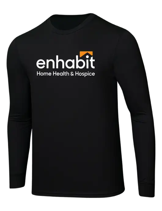 Enhabit Simply Soft Long Sleeve Black 4.5 oz, Poly/Combed Ring Spun Cotton T-Shirt w/Enhabit Logo
