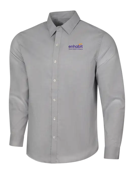 Enhabit Light Grey/White Pincheck Easy Care Shirt w/Enhabit Logo
