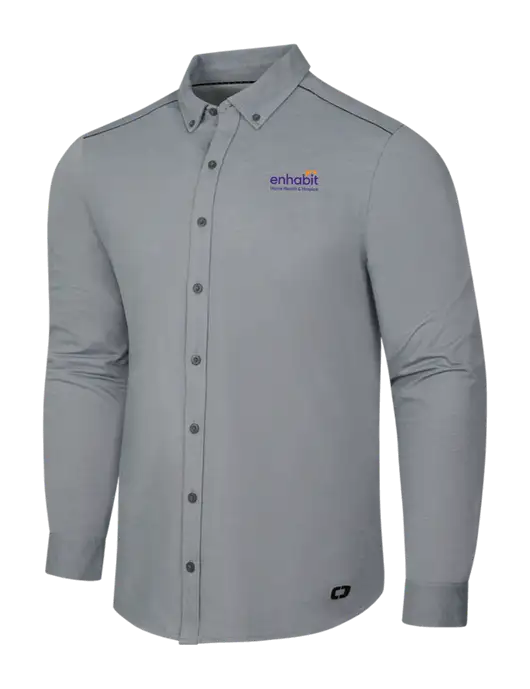 Enhabit OGIO Medium Grey Heather Modern Code Stretch Button-Up Shirt w/Enhabit Logo