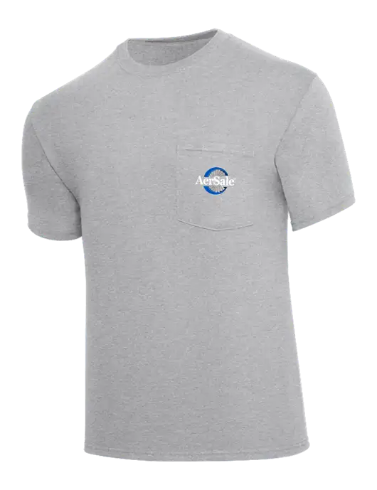 AerSale Core Blend Light Grey Heather Pocket T-Shirt w/AerSale Logo