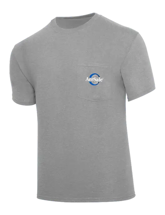 AerSale Core Blend Medium Grey Heather Pocket T-Shirt w/AerSale Logo