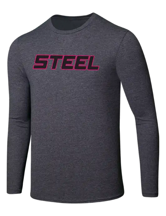 Steel Partners Seriously Soft Heathered Charcoal Long Sleeve T-Shirt w/Steel Partners Logo