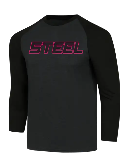 Steel Partners Simply Soft 3/4 Sleeve Black/Black Frost Ring Spun Cotton T-Shirt w/Steel Partners Logo