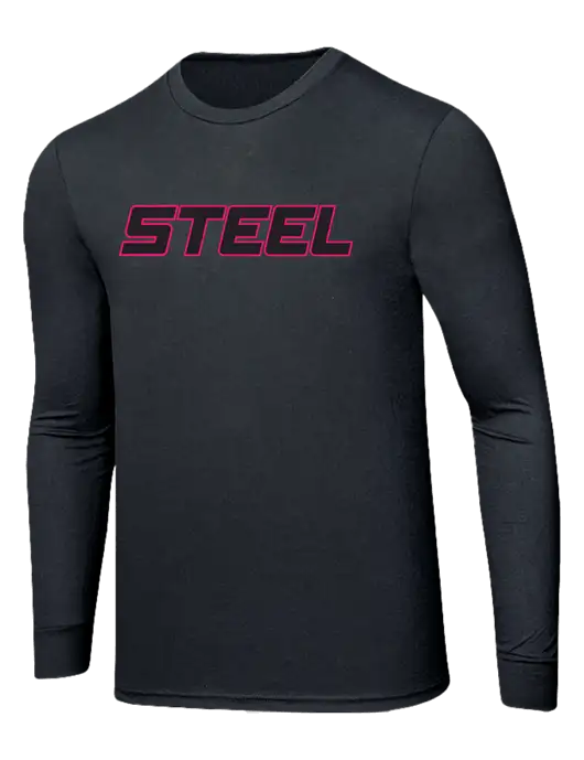 Steel Partners Simply Soft Long Sleeve Black Frost 4.5 oz, Poly/Combed Ring Spun Cotton T-Shirt w/Steel Partners Logo