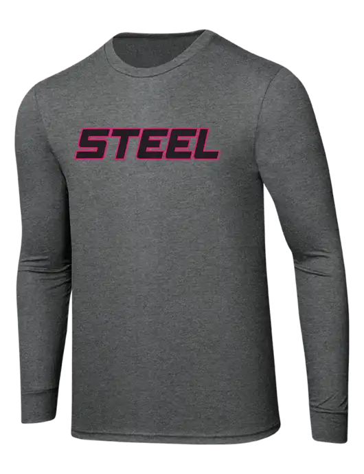Steel Partners Simply Soft Long Sleeve Grey Frost 4.5 oz, Poly/Combed Ring Spun Cotton T-Shirt w/Steel Partners Logo