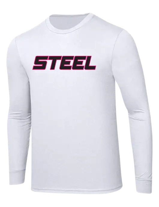 Steel Partners Simply Soft Long Sleeve White 4.5 oz, Poly/Combed Ring Spun Cotton T-Shirt w/Steel Partners Logo