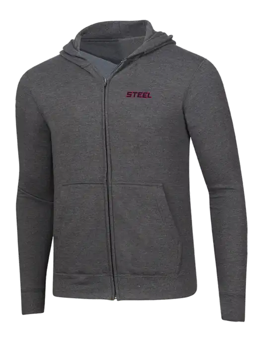 Steel Partners Dark Heather Grey 8.5 oz Ring Spun Zip Hooded Sweatshirt w/Steel Partners Logo