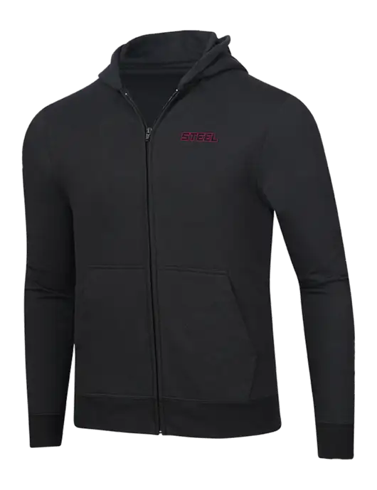 Steel Partners Jet Black 8.5 oz Ring Spun Zip Hooded Sweatshirt w/Steel Partners Logo