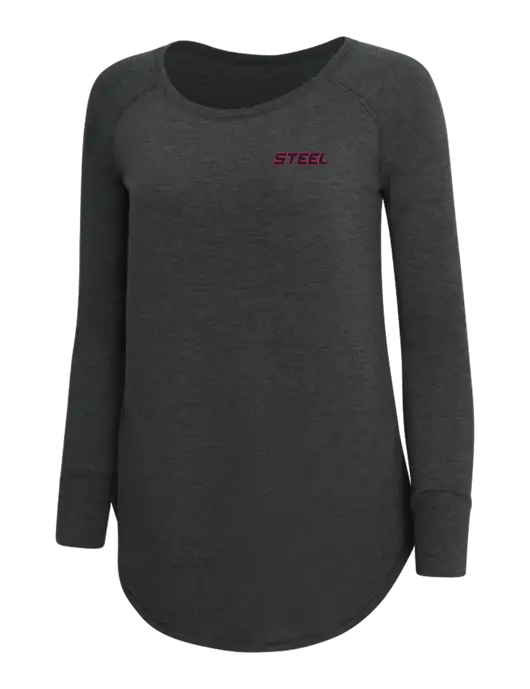 Steel Partners Womens Perfect Wide Collar Tunic Tri-Blend Black Frost 4.5 oz T-Shirt w/Steel Partners Logo