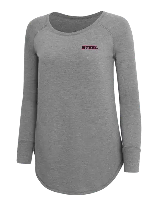 Steel Partners Womens Perfect Wide Collar Tunic Tri-Blend Grey Frost 4.5 oz T-Shirt w/Steel Partners Logo