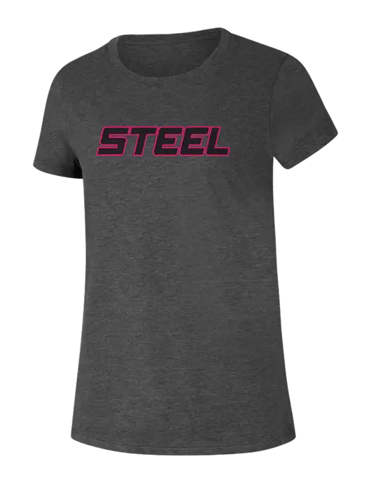 Steel Partners Womens Ring Spun Dark Heather Grey 4.5 oz T-Shirt w/Steel Partners Logo