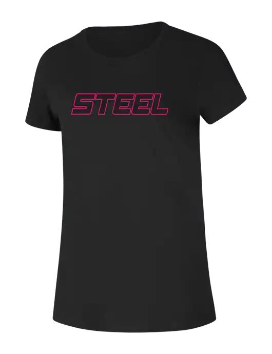 Steel Partners Womens Ring Spun Jet Black 4.5 oz T-Shirt w/Steel Partners Logo