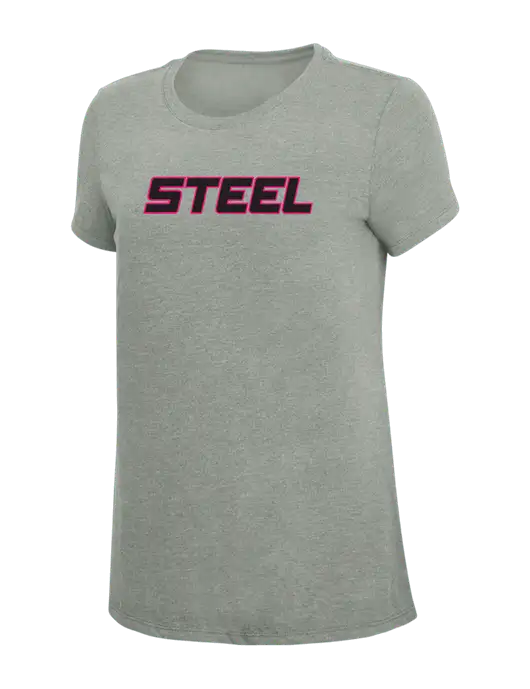 Steel Partners Womens Simply Soft Grey Frost 4.5oz  Poly/Combed Ring Spun Cotton T-Shirt w/Steel Partners Logo