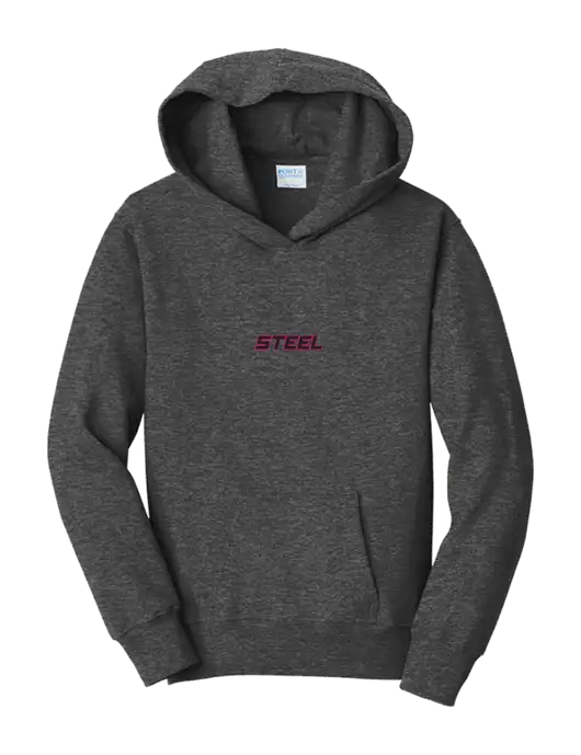 Steel Partners Youth Heather Grey 7.8oz Cotton/Poly Pullover Hooded Sweatshirt w/Steel Partners Logo