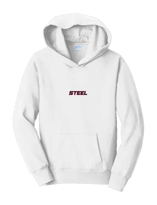 Steel Partners Youth White 7.8 oz 50/50 Cotton/Poly Pullover Hooded Sweatshirt w/Steel Partners Logo